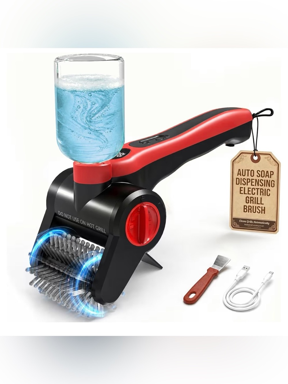 Electric Grill Brush, 100W High Power Cordless BBQ Cleaner